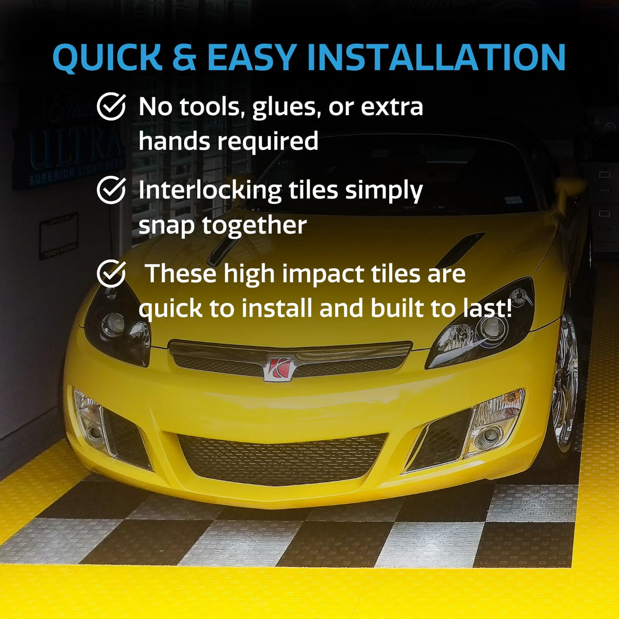 Big Floors GarageTrac Diamond, Interlocking Non-Slip Garage Flooring Tile, Durable, Modular, Heavy-Duty Copolymer, Easy Install (48 Pack), Graphite Big Floors