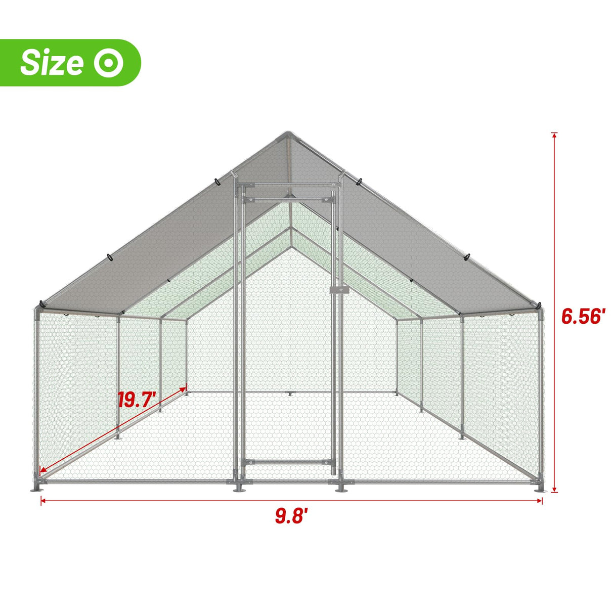 NUGRIART Large Metal Chicken Coop Walk-in Poultry Cage with Water-Resident and Anti-UV Cover Duck Rabbit Cat House Outdoor Chicken Run Pen with Spire Shaped Cage NUGRIART