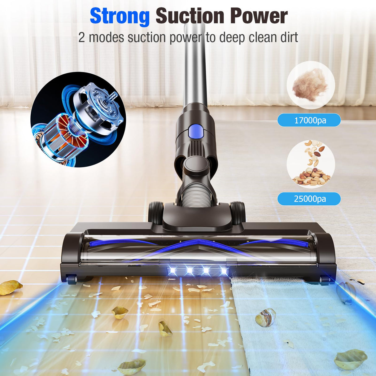 AIRDIYA Cordless Vacuum Cleaner, 180W Power Suction Stick Vacuum Cleaners with 2200 mAh Battery,6-in-1 Lightweight Self-Standing, 35 Mins Runtime for Home Hard Floor Low-Pile Carpet Pet Hair AIRDIYA