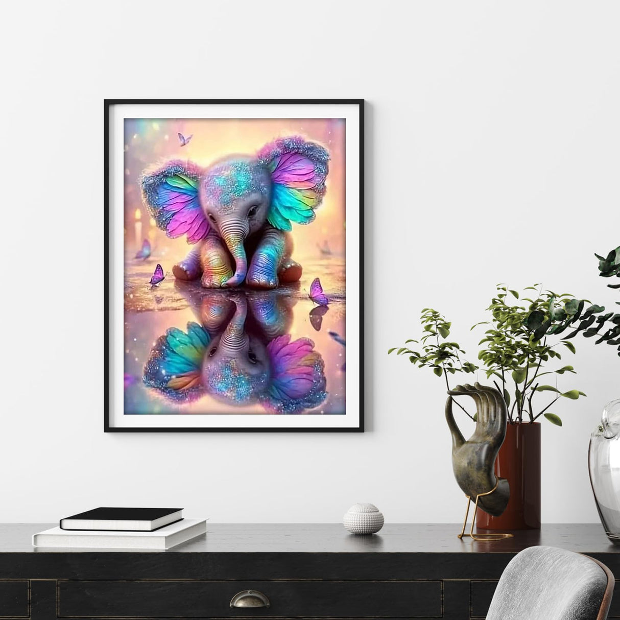 EIBEILI 5D Elephant Diamond Art Kits for Adults Beginners,DIY Butterfly Full Round Drill Diamond Painting Kits,Diamonds Dot Gem Art Crystal Easy Home Wall Decor 12x16inch EIBEILI