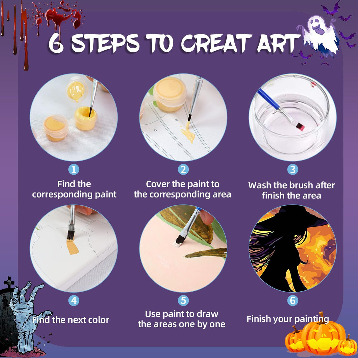 Aestalrcus Halloween Paint by Numbers Kit for Adults, Halloween Witch Paint by Numbers for Adults Beginner, Painting by Numbers Kits, Relaxation Home Wall Decoration and Gifts 16x20inch Aestalrcus