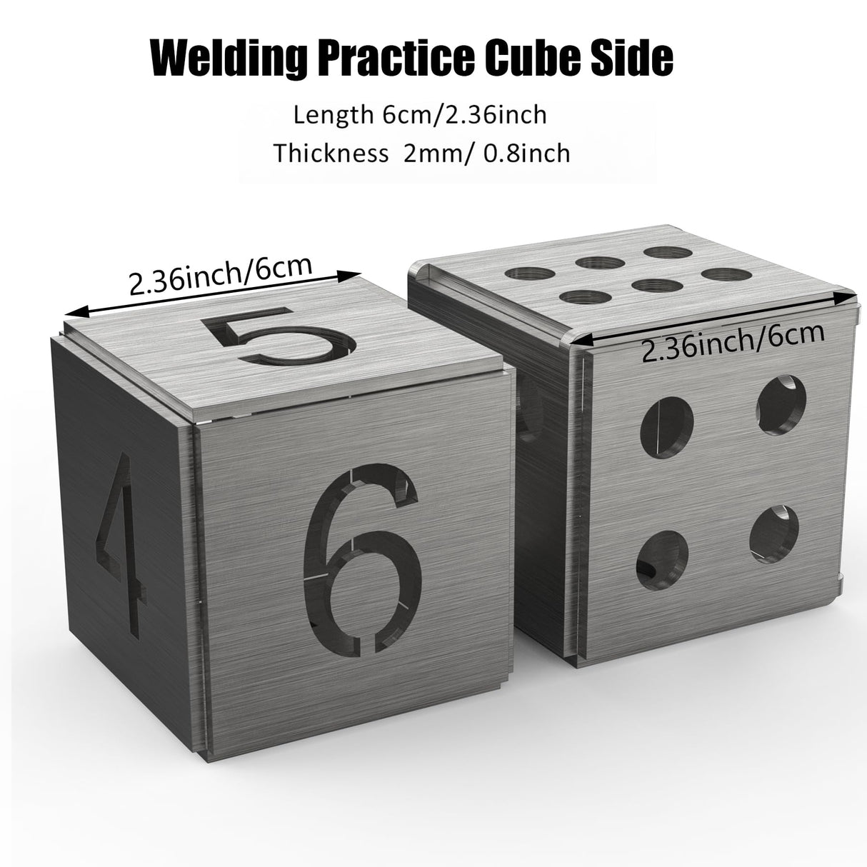Stainless Steel Welding Practice Kit, 2pcs Cube Dice Welding Coupons Kit For Beginners Practice And Training For MIG TIG STICK ARC, Side Length 2.36 Inch SONNLER