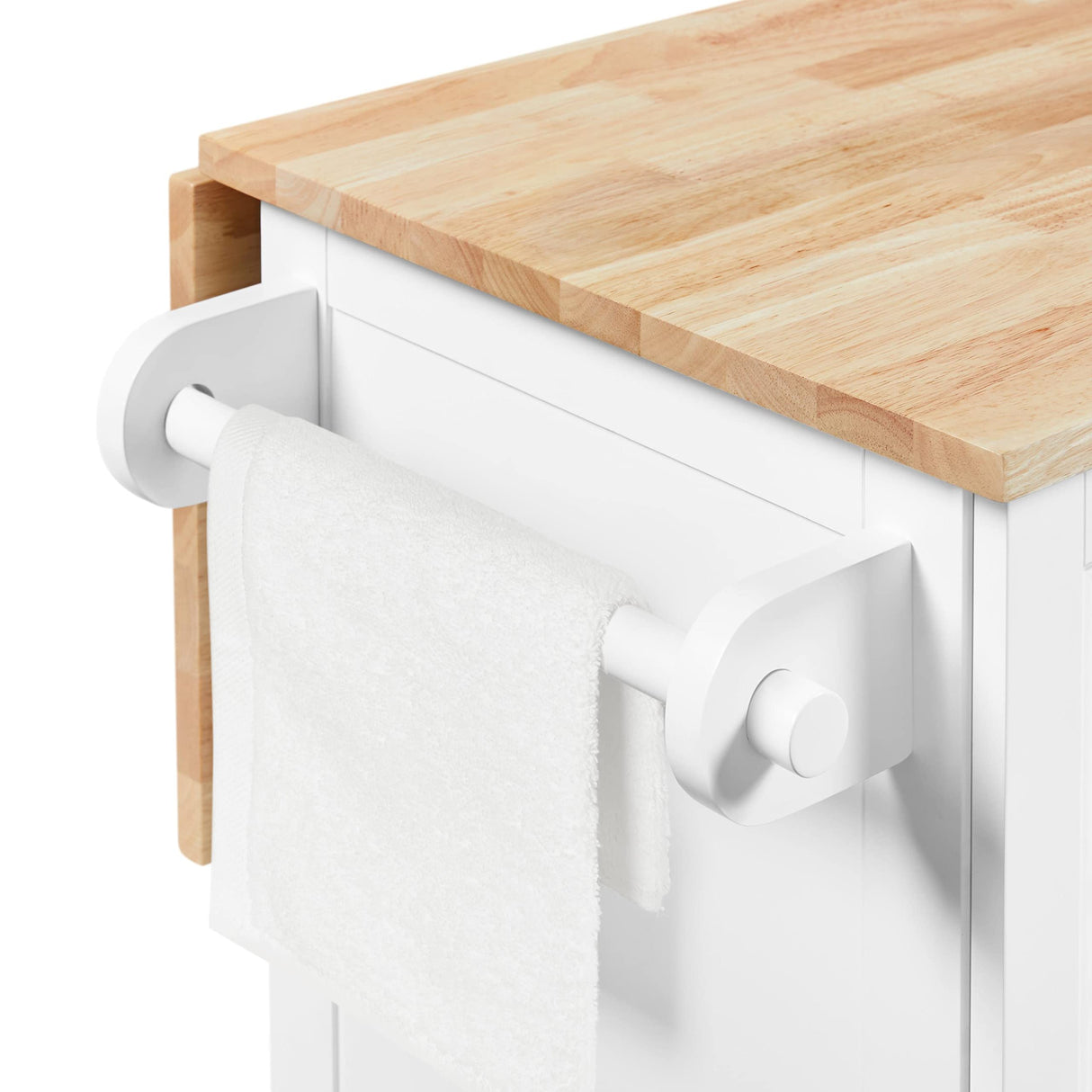 Yaheetech 52"W Kitchen Island with Drop-Leaf Breakfast Bar and 2 Pull-outs, Kitchen Cart on Lockable Wheels with Rubberwood Top & 2 Drawers & Adjustable Shelves, Storage Cabinet for Dining Room, White Yaheetech