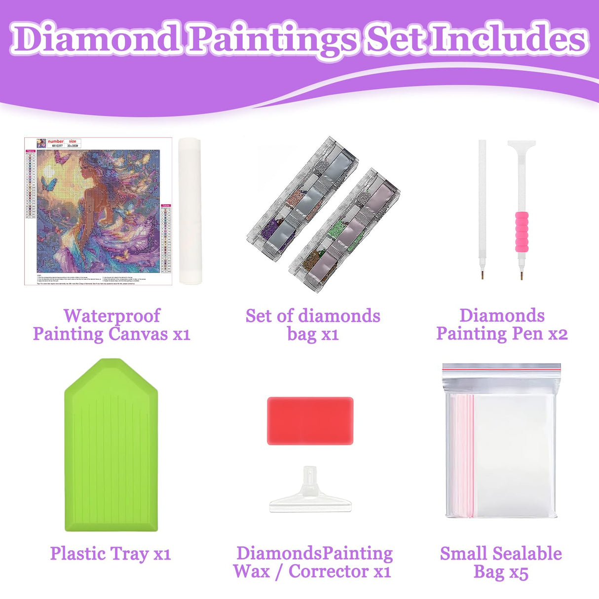MAXBYE Diamond Paintings of Magic Elf, Fairy Diamond Art Kits for Adults, 5D Butterfly Girl Diamond Art Kits, Diamond Paintings for Home Décor Items, Extra 30% Diamonds, 12x12in MAXBYE