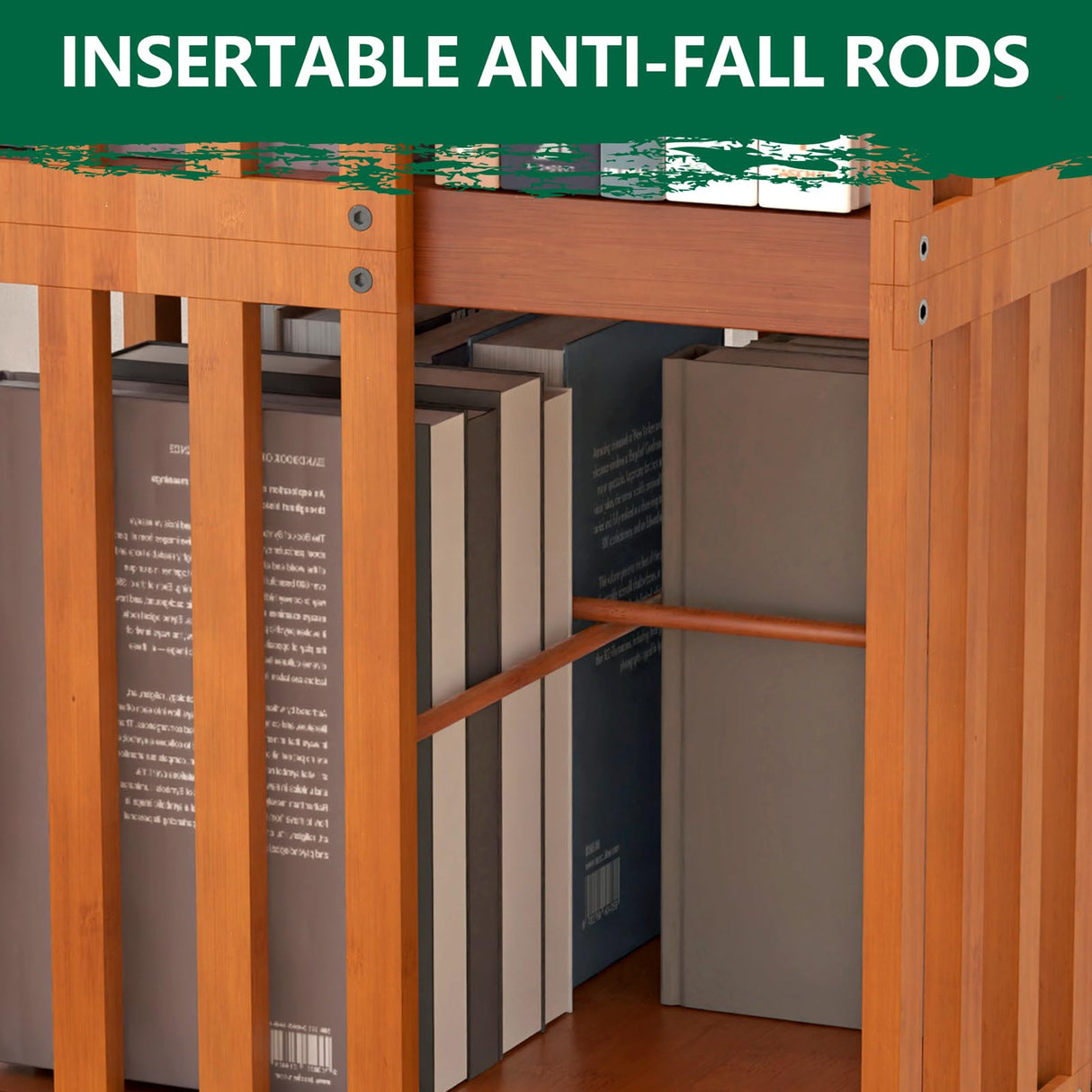 Rotating Bamboo Bookshelf | 6 Tier Revolving Bookcase | 360-degree Space Saving Spinning Book Shelf | Swivel Book Shelves for Display Corner-Friendly Small Space-15.75"W×15.75"D×74.8"H(Walnut) Lauxery