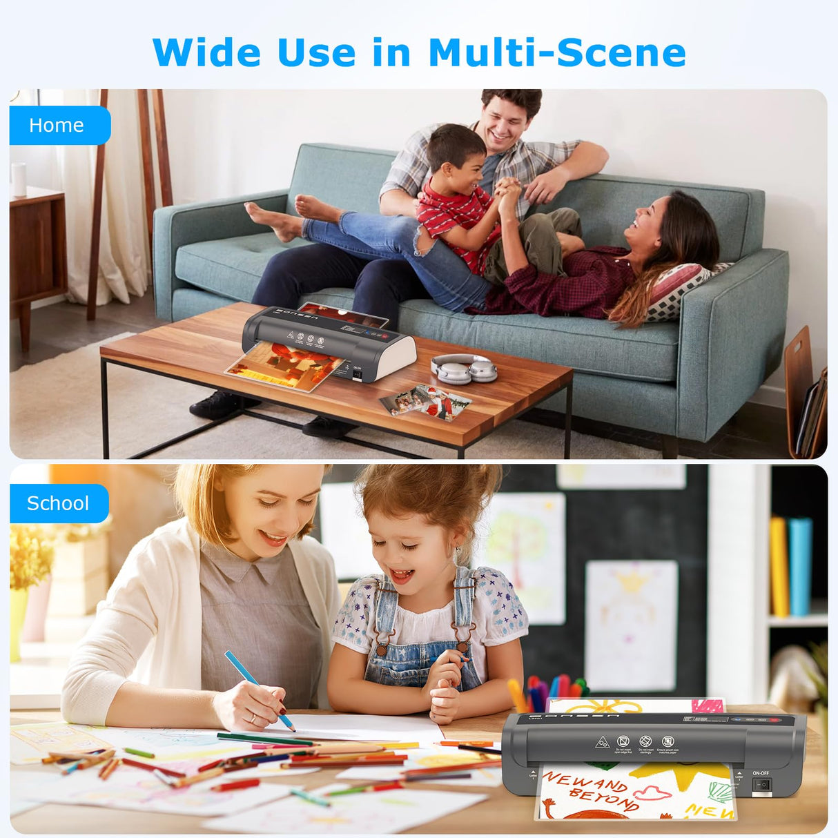 BONSEN A4 Laminator Machine, 9.33-Inch Thermal Laminator with Never Jam Technology, 100 Laminating Sheets, Laminates Photos Cards Documents, 4-in-1 Personal Laminators for Teachers Home Office School BONSEN