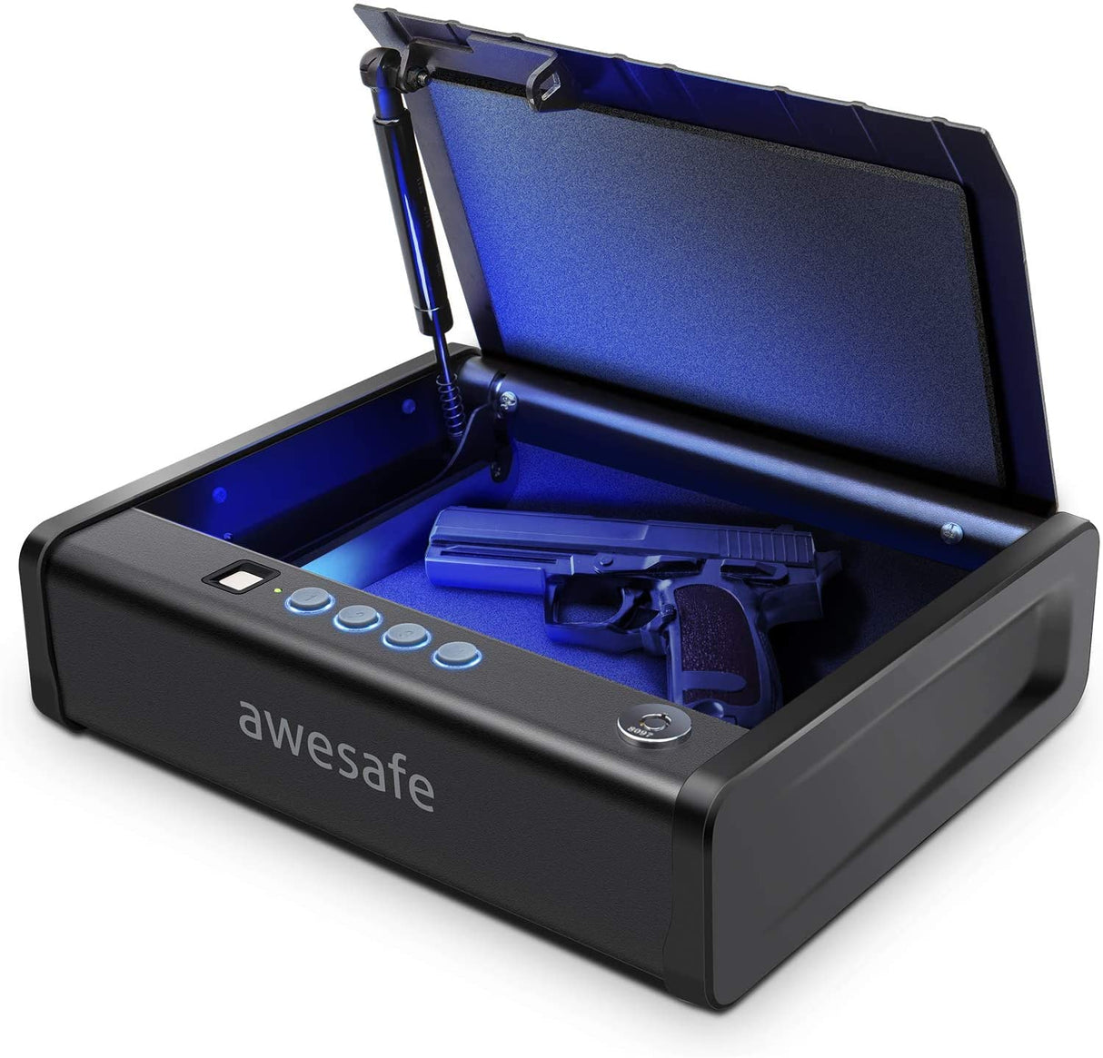 awesafe Gun Safe, Updated Biometric Gun Safe for Pistols, Quick Access Pistol Safe Fingerprint Handgun Safe with Keys and Keypad, Beside Gun Lock Box for Home (Biometric Fingerprint Lock) awesafe