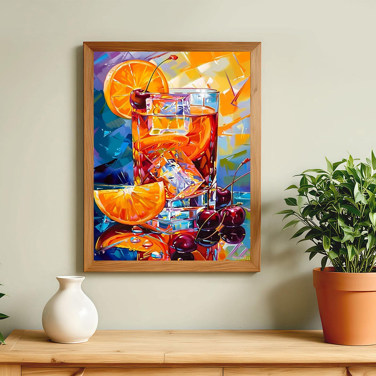 TUTUMAY21 Adult Diamond Painting Set The Old Fashioned Cocktail DIY 5D Round Full Diamond Drink Perfect for Family Leisure and Living Room Bedroom Wall Decoration 12x16 inch TUTUMAY21