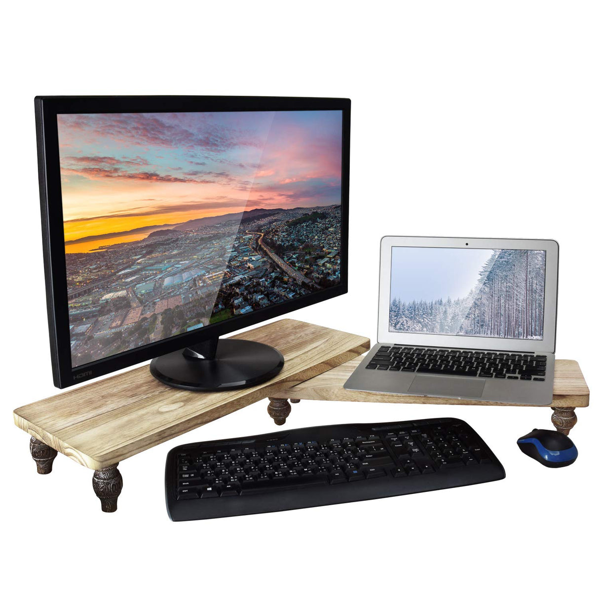 Ikee Design 2 Pcs Set Wooden Display Riser, Wood Cupcake Dessert Display Riser, Countertop Dessert Serving Stand Wood, Cake Display Riser Stands Wood Ikee Design