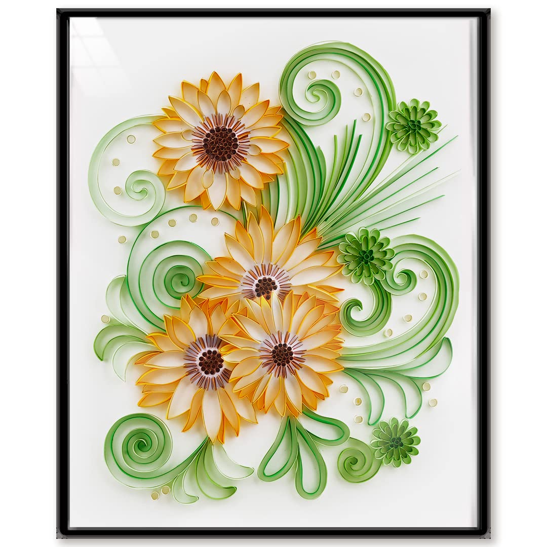 Uniquilling Quilling Paper Quilling Kit for Adults Beginner Handmade for DIY Paper Filigree Painting Kits, 16 * 20in Sunflower, Best Gift for Kids Family Friends, Home Room Wall Art Decor (Basic) Uniquilling