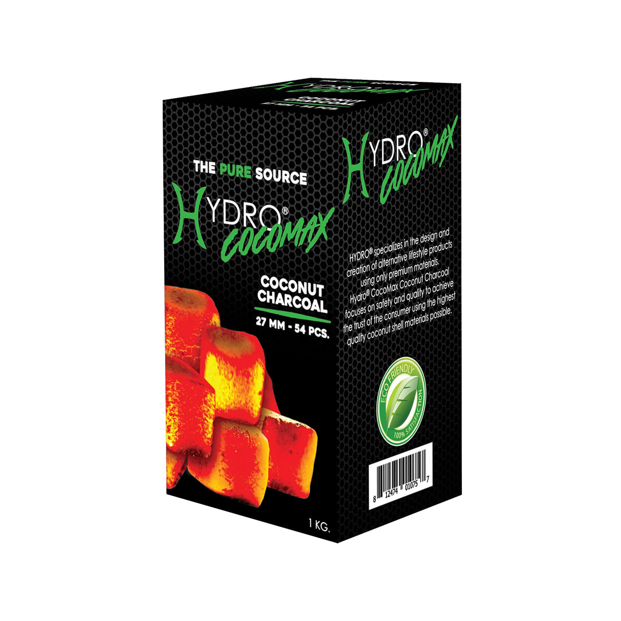 Hydro Coconut Charcoal - Ultimate Grilling & BBQ Experience with Cubes Made of Coconut Shell, Long-Lasting Odorless Charcoal - (1 KG) Hydro