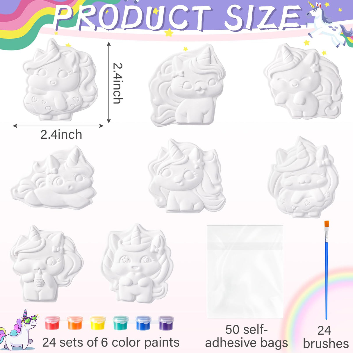 Leyndo 24 Set Unicorn Painting Kit Bulk Craft Kits DIY Paint Your Own Ceramic Figurines to Paint Unpainted Ceramic Plaster Painting Crafts for Party Favor Birthday Decorations Leyndo