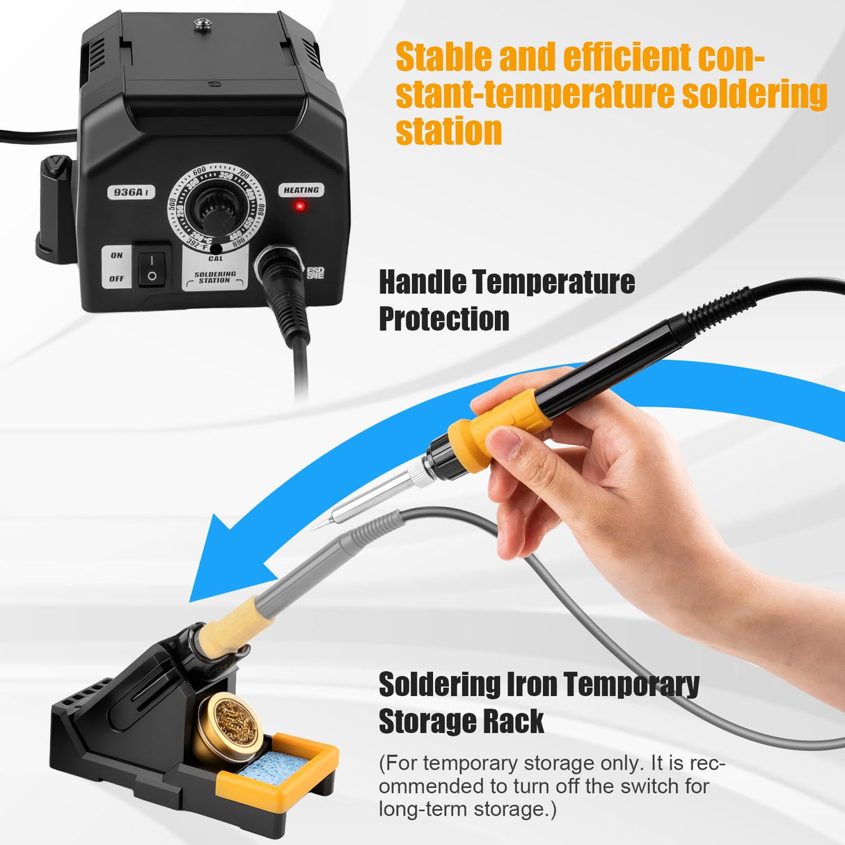 Upgraded Soldering Station Kit - Fast Heating with ESD Safe Design, 5 Replaceable Soldering Iron Tips & 63.5oz Sturdy Construction - for Electronics Repair, DIY & Home Welding Siziviki