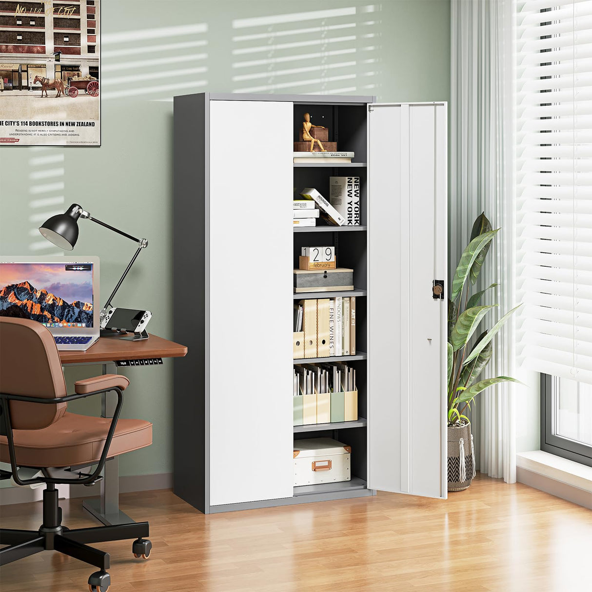 Letaya Metal Garage Storage Cabinets with Lock Door and Adjustable Shelves, Steel Tool Cabinets for Home,Office,Warehouse Organisieren (Gery White, 72" H) Letaya