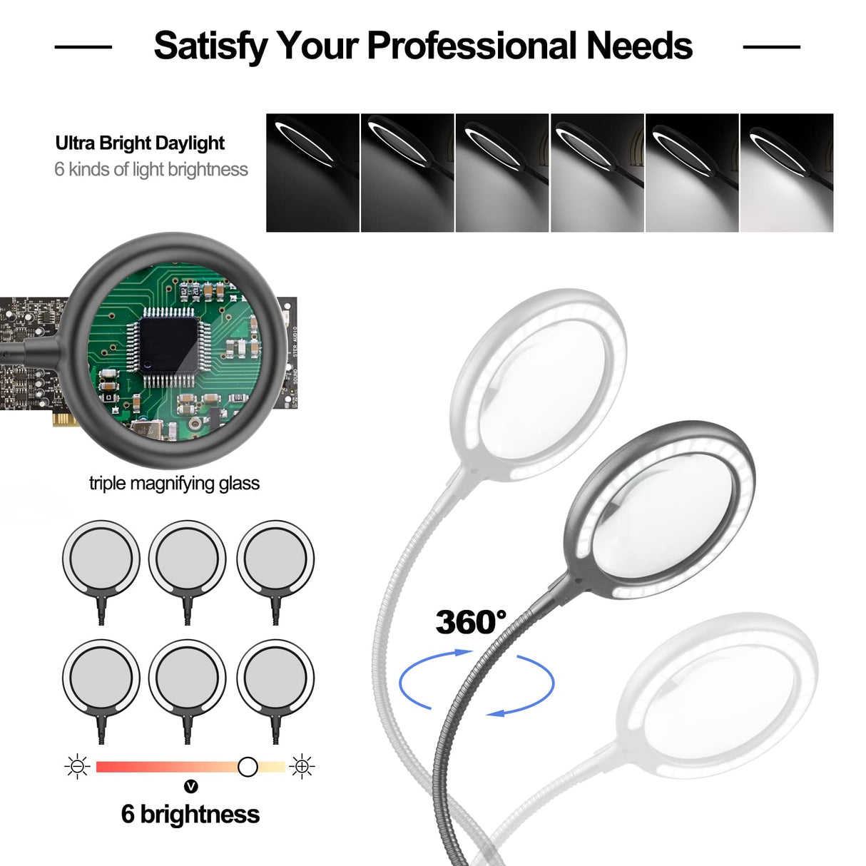 XYK Helping Hands Soldering Station with 3X Magnifying Glass with light, 4 Flexible Helping Hand Arms Magnifier and Third Hand Soldering Tool for Electronic Repair Soldering Jewelry Crafts XYK
