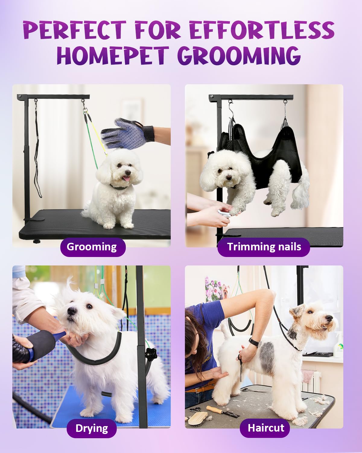 Breeze Touch Dog Grooming Arm - 35" Dog Grooming Table Arm with Clamp and Post, Loop Noose, No Sit Haunch Holder Grooming Restraint for Small & Medium Dogs Breeze Touch