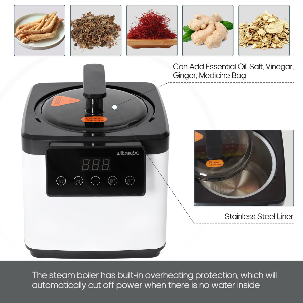 WillowyBe Portable Steam Sauna, Personal Home Spa Room With Bluetooth, Steamer, Sweat Tent, Foldable Sauna Chair, Personal Sauna For Home (Black) WILLOWYBE