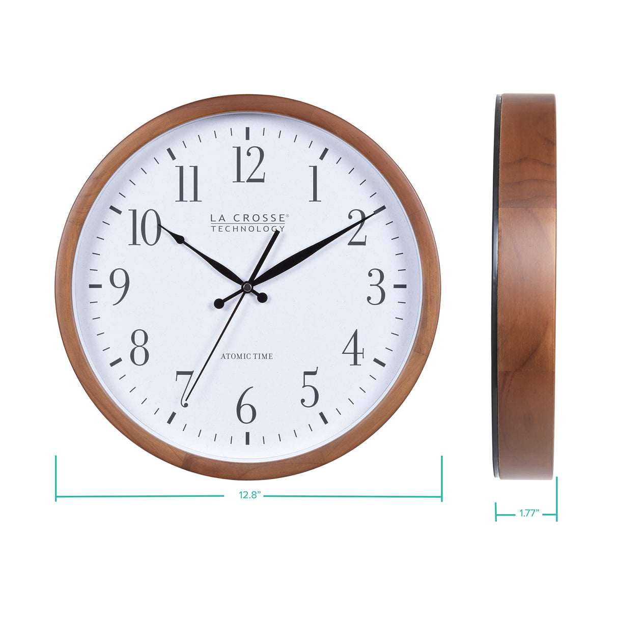 La Crosse Technology 404-50447-INT 12.8" Atomic Walnut Analog Wall Clock La Crosse Technology