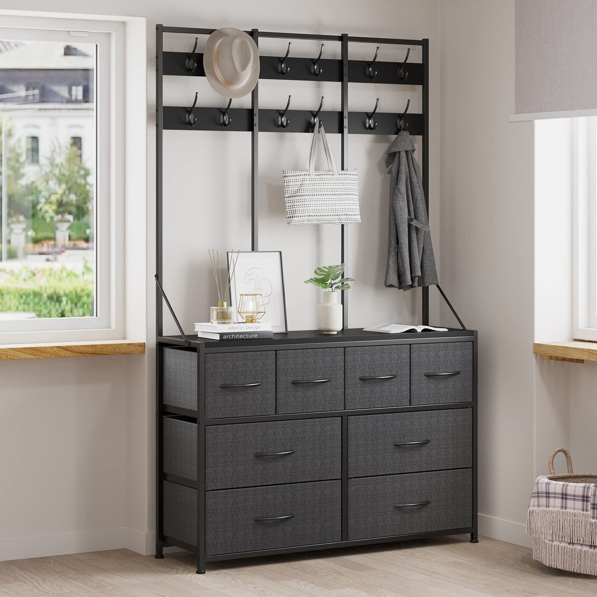 LUMTOK 8 Drawer Dresser, Chest of Drawers for Bedroom Living Room, Entryway, Fabric Storage Chest for Closets (Grey) LUMTOK