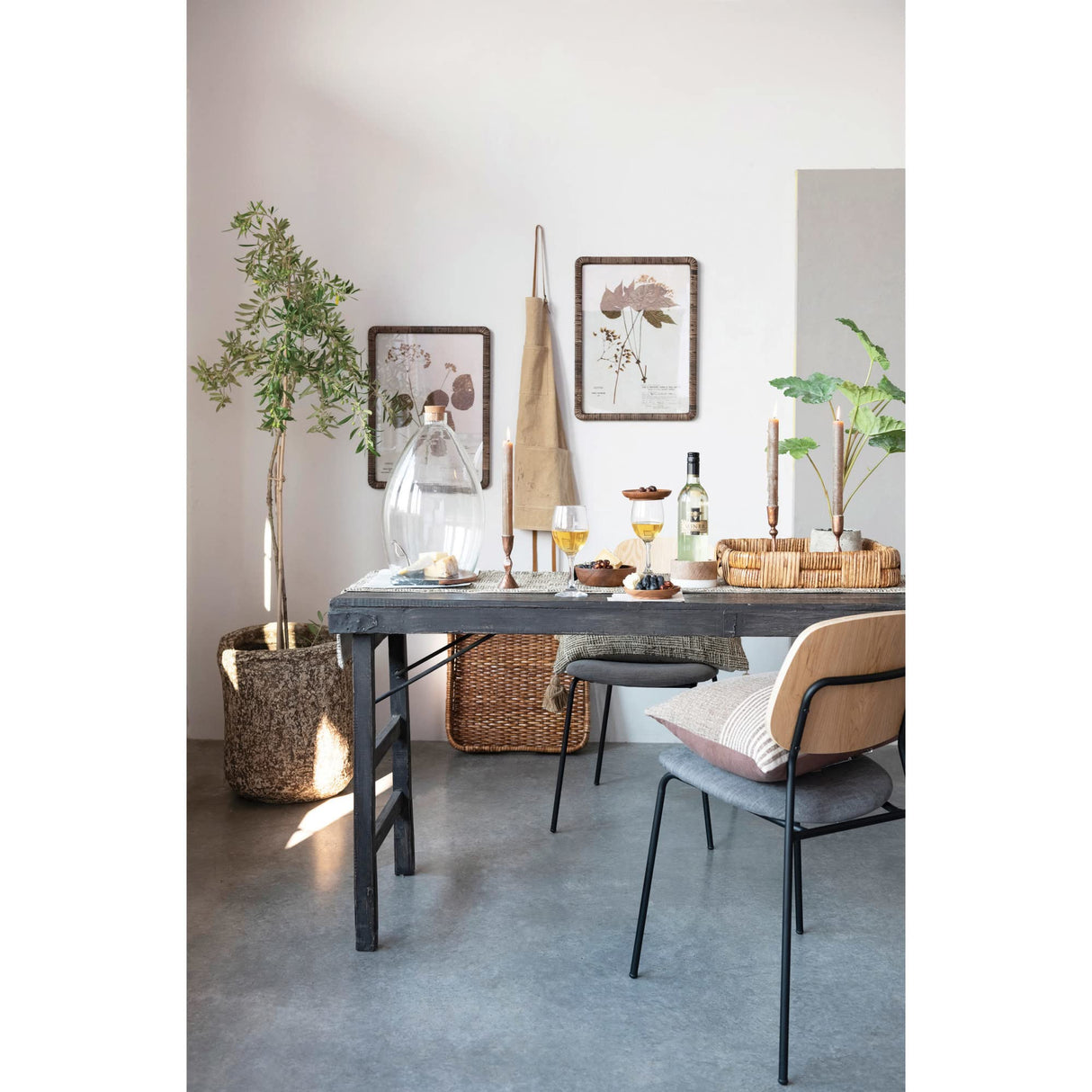 Creative Co-Op Reclaimed Wood Folding, Distressed Blackwashed Finish Console Table, 66" L x 24" W x 33" H, Black Creative Co-Op