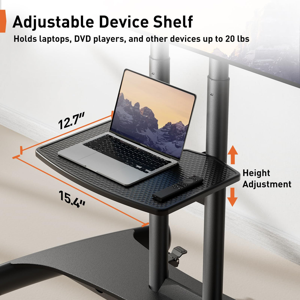 Perlegear Mobile TV Cart for 32-83 Inch Flat/Curved LED/LCD/OLED TVs Rolling TV Stand with Height Adjustable Shelf Max VESA 600x400mm up to 100lbs- Outdoor TV Stand Trolley with Wheels PGTVMC05-1 Perlegear