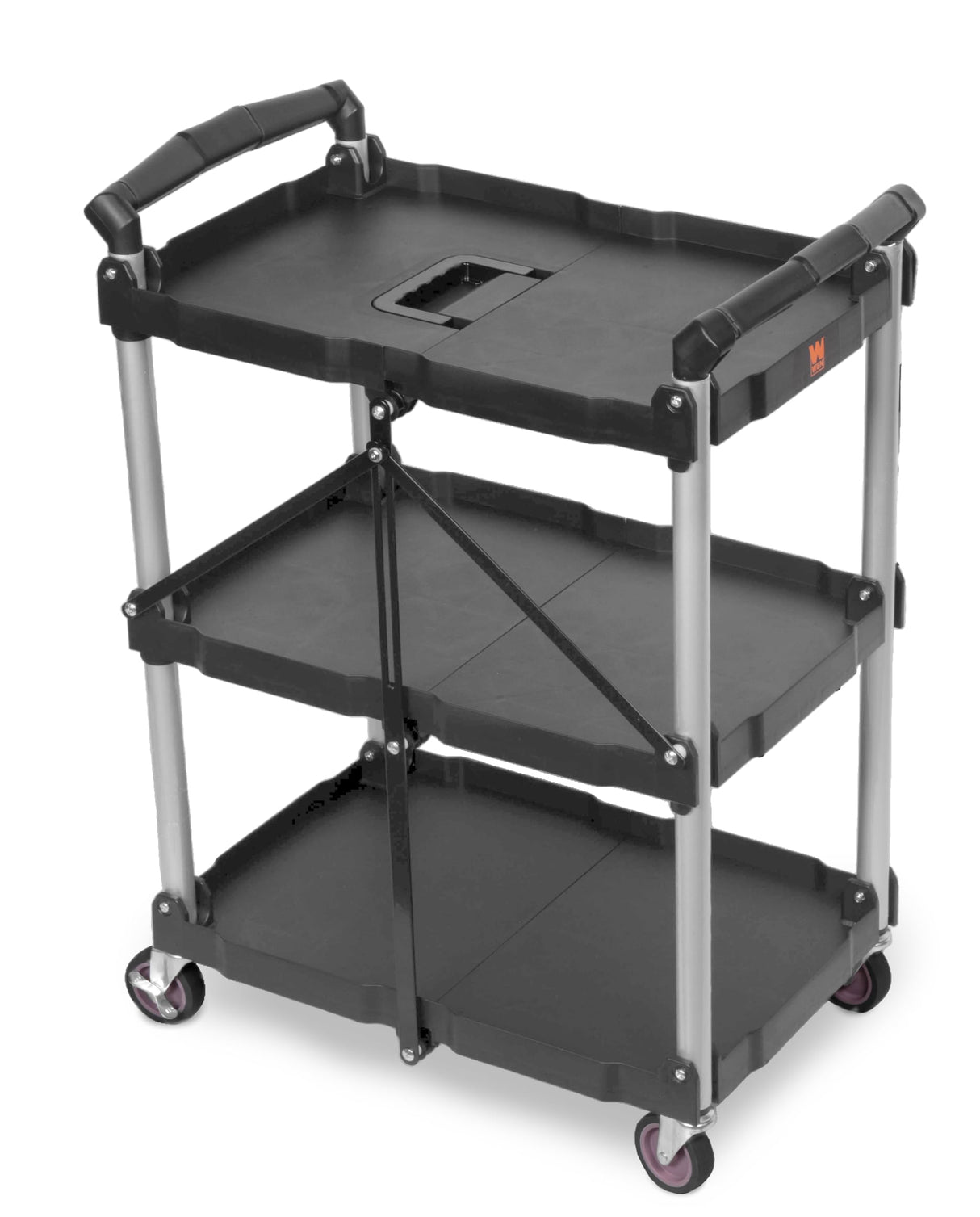WEN Compact Foldable Service Utility Cart, Three Tier with 165-Pound Capacity (73065) WEN