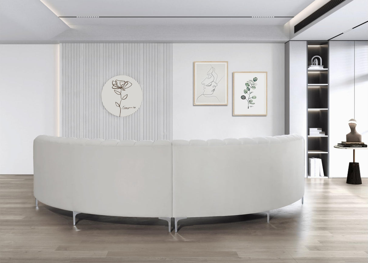 Legend Vansen L Semicircle Velvet Sofa 141.34” Oversized Sectional Curved Sofa for Living Room, Office, Apartment (1, Cream) Legend Vansen