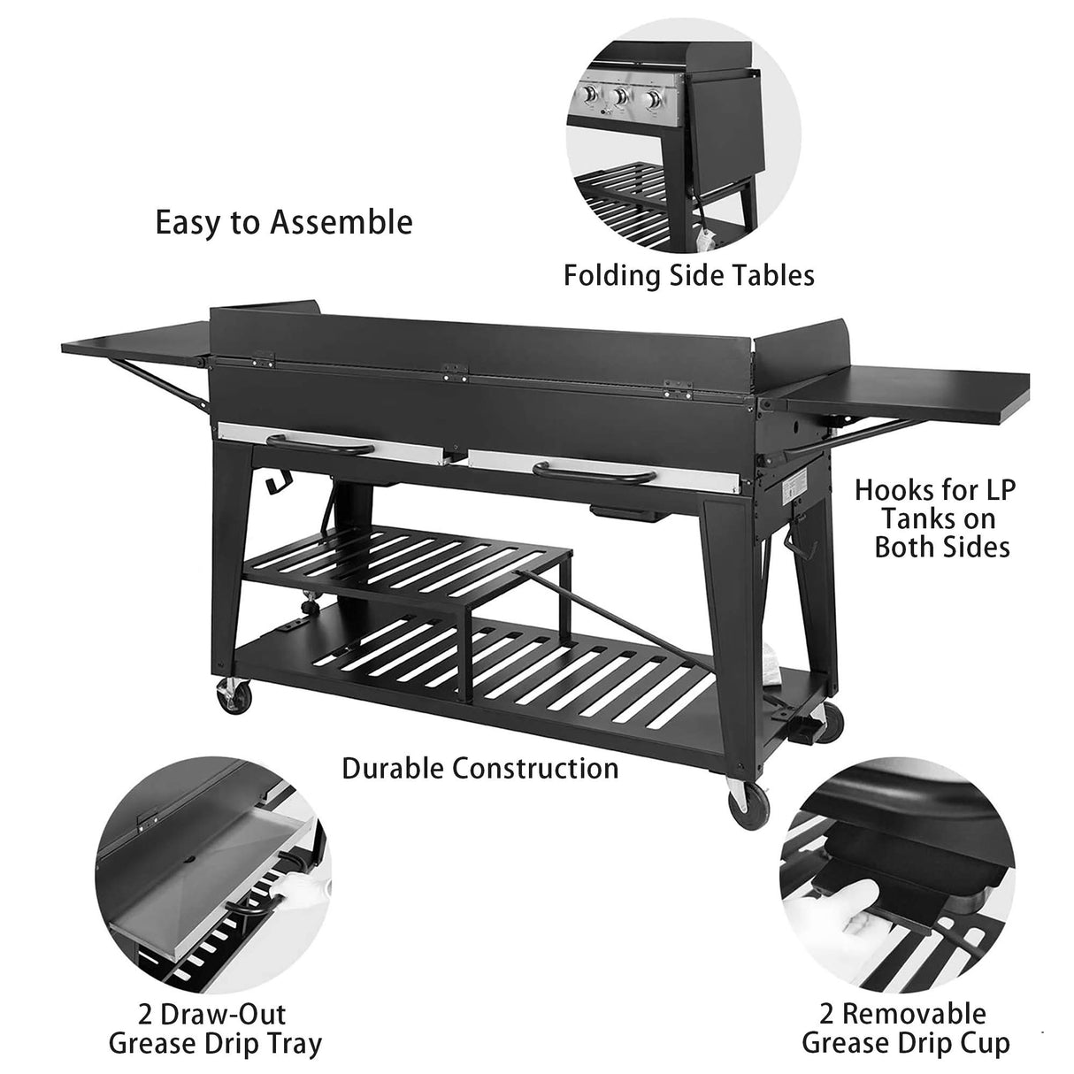 Royal Gourmet 8-Burner Gas Grill, 104,000 BTU Liquid Propane Grill, Independently Controlled Dual Systems, Outdoor Party or Backyard BBQ, Black Royal Gourmet