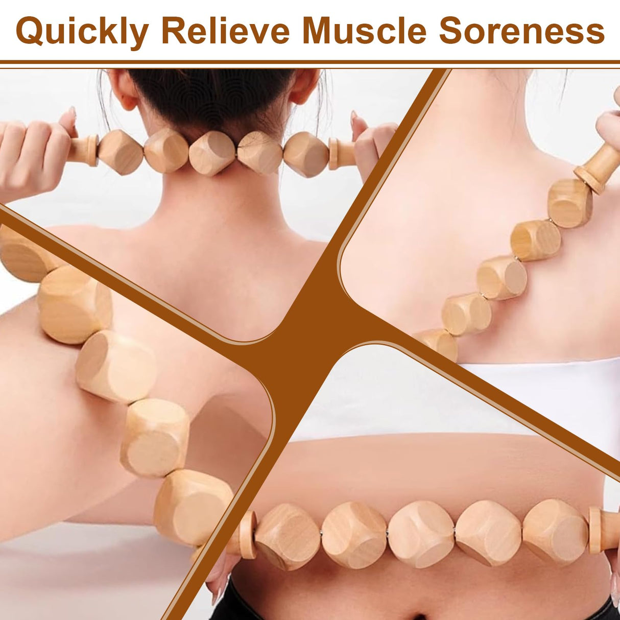 HAQQI 12 in 1 Wood Therapy Massage Tools kit for Body Shaping Massage Tool Set, Wooden Massager Body Sculpting Sets for Muscle Pain Relief, Anti-Cellulite HAQQI