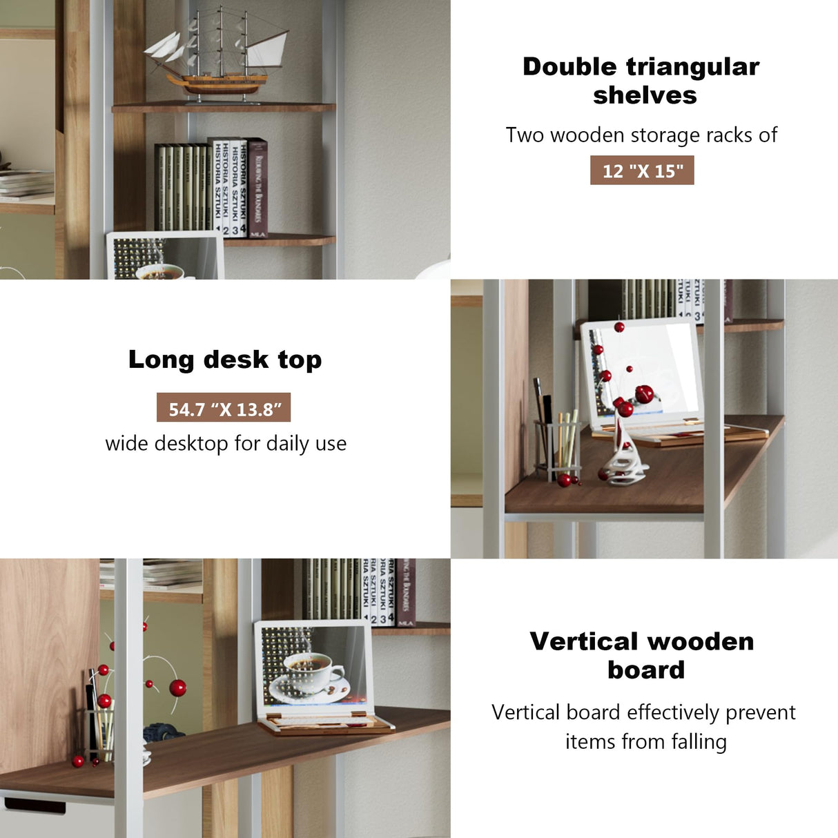 Merax Silver Full Loft Bed with Built-in Desk and Shelves for Efficient Space Utilisation Merax