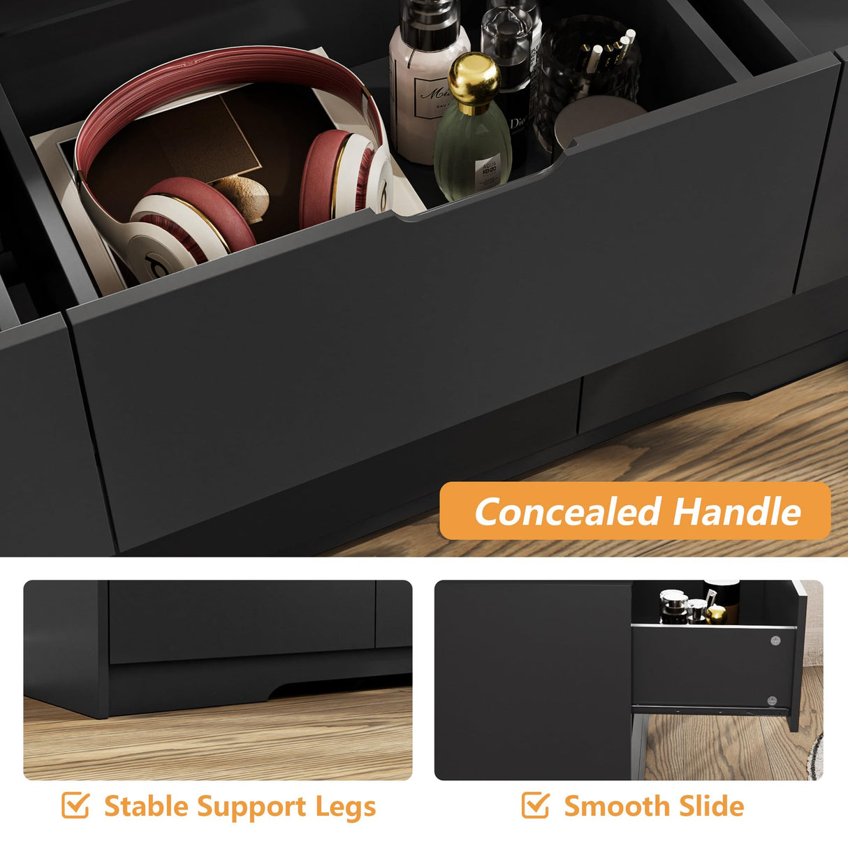 Tradare 59'' Black Dresser for Bedroom, 9 Drawer Wood Dresser with Handle Free, Large Modern Chest of Drawers for Home Office, Living Room, Entryway Tradare