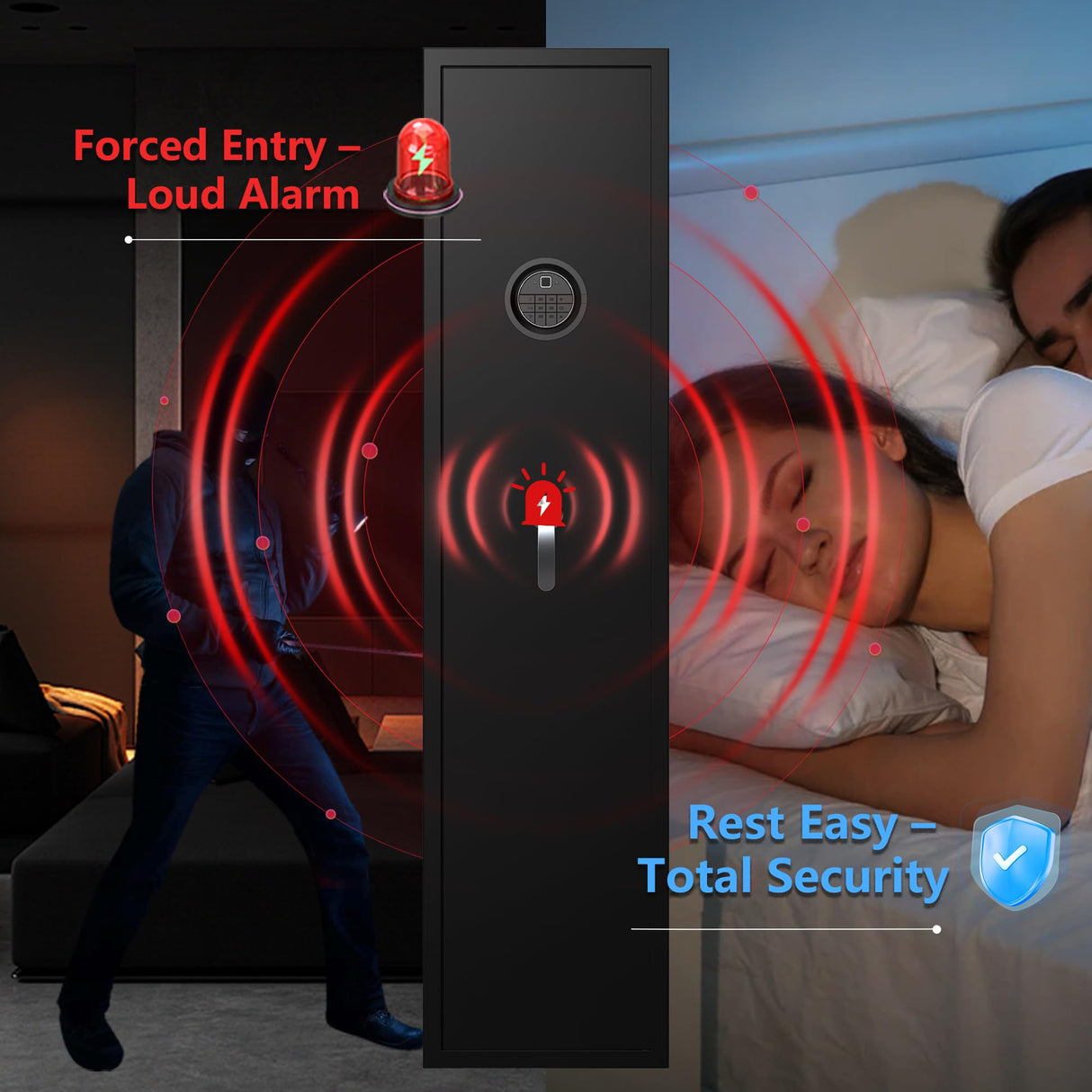 8-12 Gun Safe for Rifles and Pistols, Biometric Rifle Safe with Quick Access Fingerprint & Digital Keypad, Heavy Duty Steel Gun Cabinet with LED Light and No Assembly Required Marcree