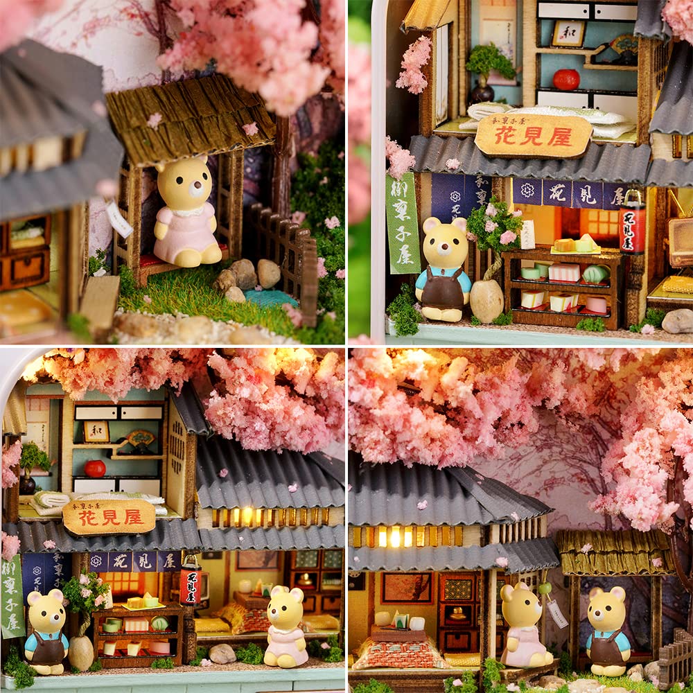 Roroom DIY Miniature and Furniture Dollhouse Kit,Mini 3D Wooden Doll House Craft Model Box Theater Style,with LED,Creative Room Idea for Valentine's Day Birthday Gift (Q7) Roroom