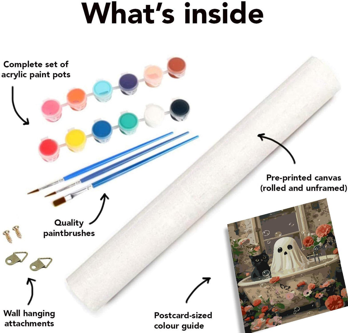 Mrnsiet 3 Pack Ghost Paint by Numbers Kit for Adults, Halloween Ghost Adult Paint by Number Kits on Canvas, Acrylic Bathroom Easy Paint by Numbers for Gift Home Decor 12x16 Inch Mrnsiet