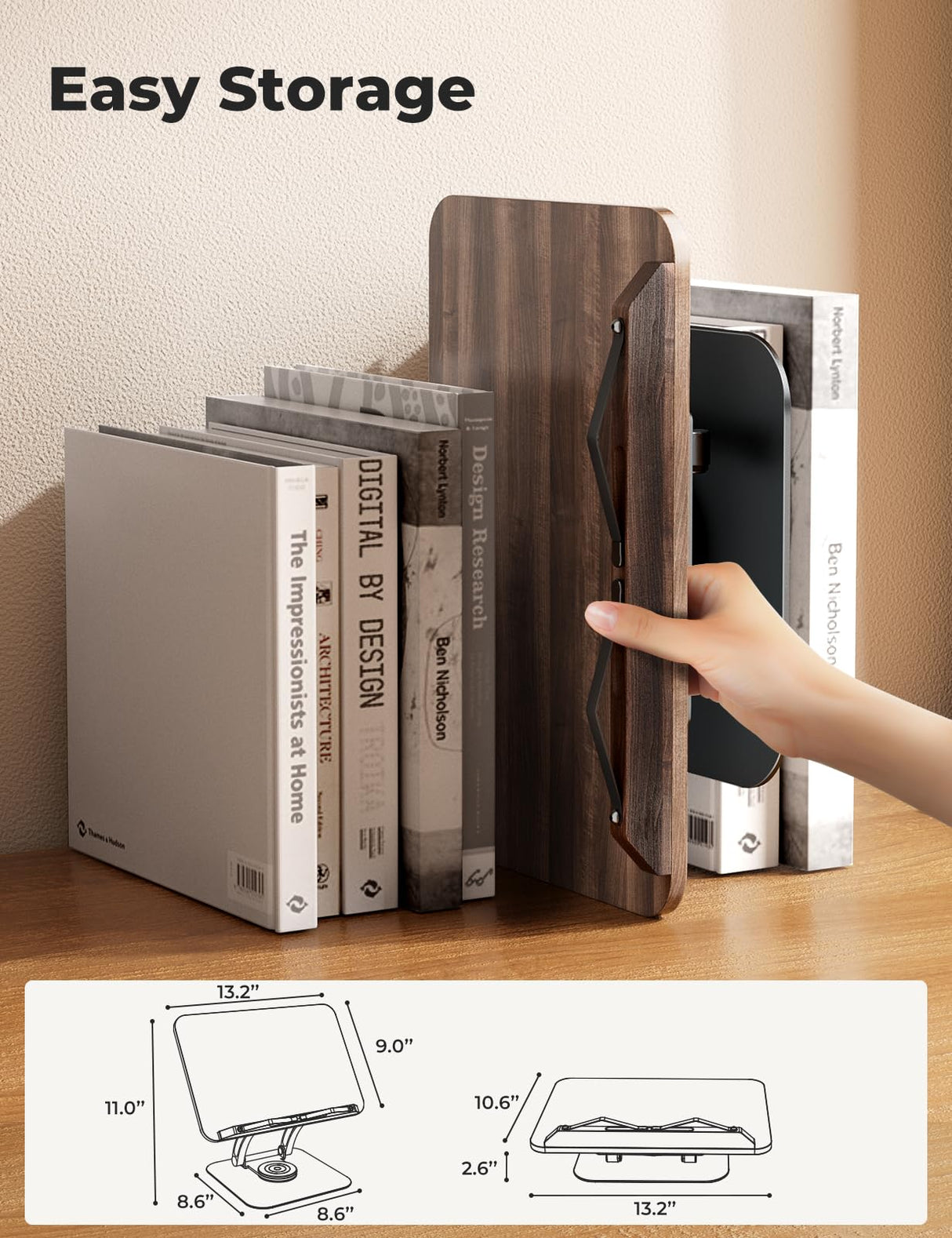 Tounee Book Stand for Reading, Adjustable Book Holder with 360° Swivel Base, Foldable Cookbook Stand Recipe Book Holder with Elastic Page Clips for Music Scores, Recipe, Tablet, Laptop-Gray tounee