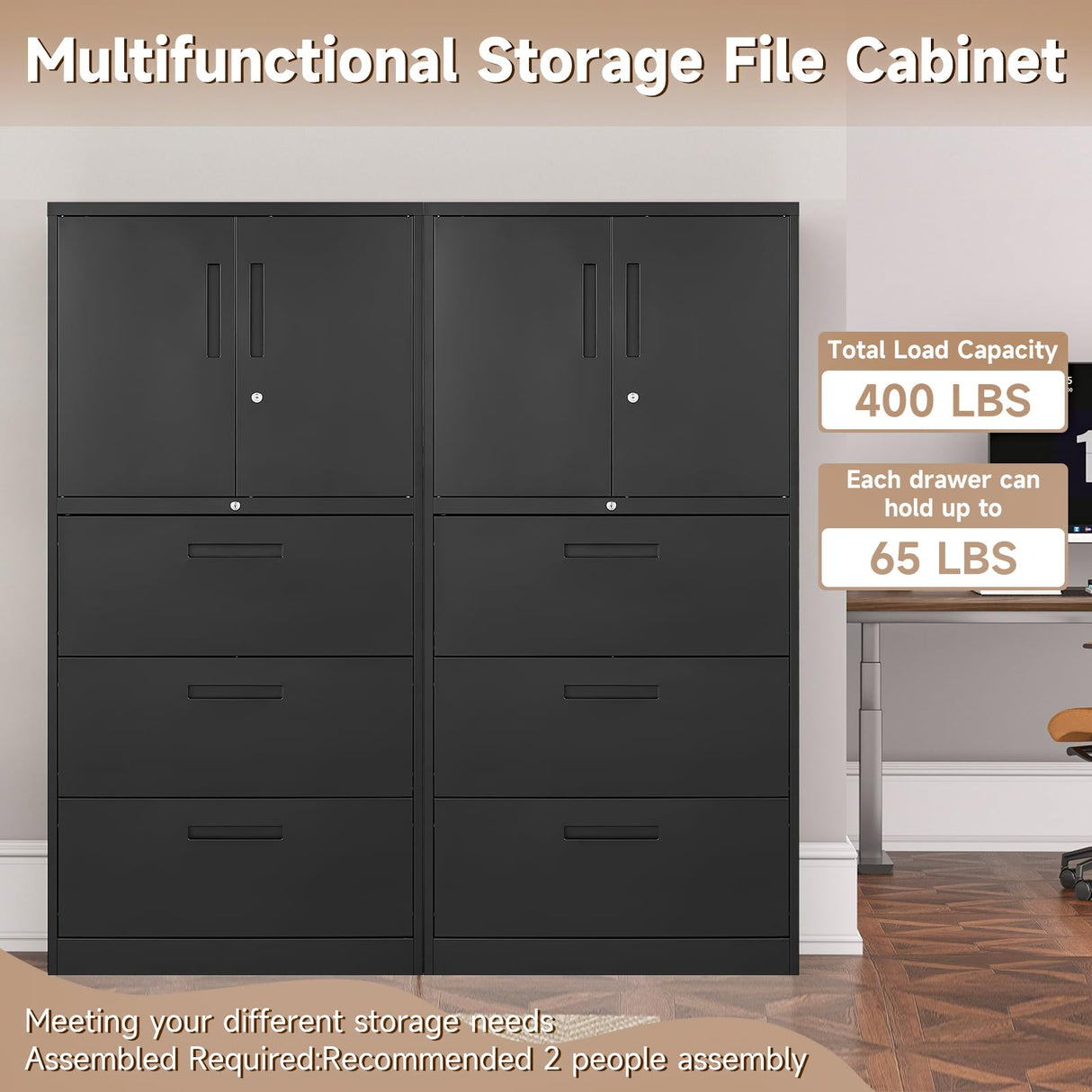 AFAIF Metal File Cabinets, Lateral Filing Cabinet with 3 Drawers, 65" H File Caninet for Home Office, Office Storage Caninets with Adjustable Shelves for Letter/Legal / A4 - Assembly Required AFAIF