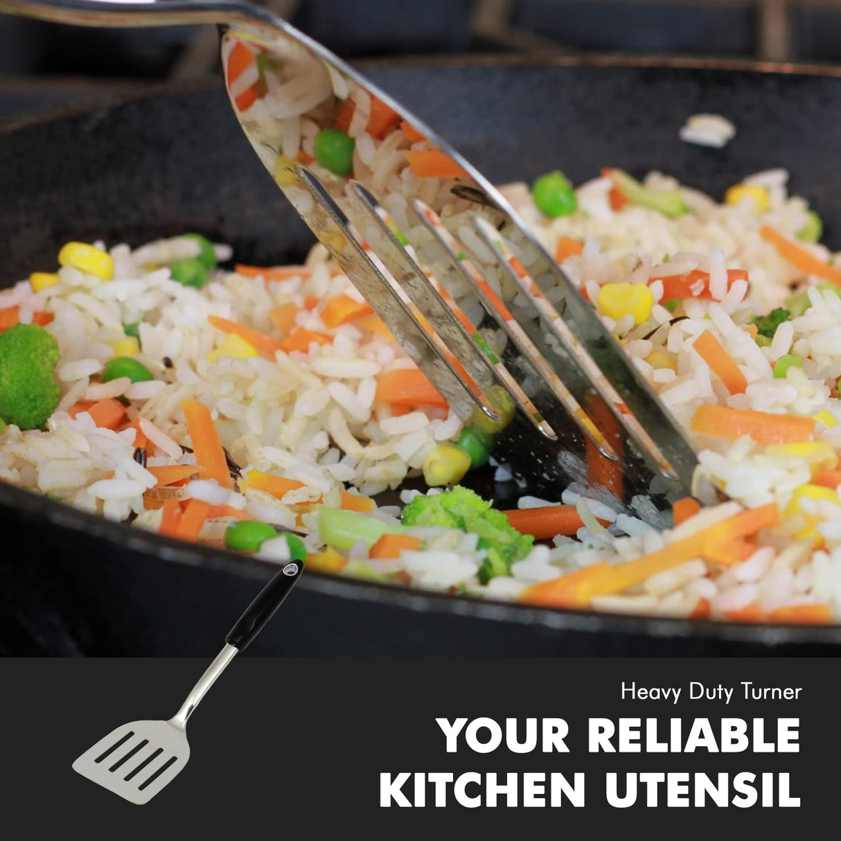 Chef Craft Heavy Duty Turner/Spatula, 13.5 Inch, Stainless Steel Chef Craft