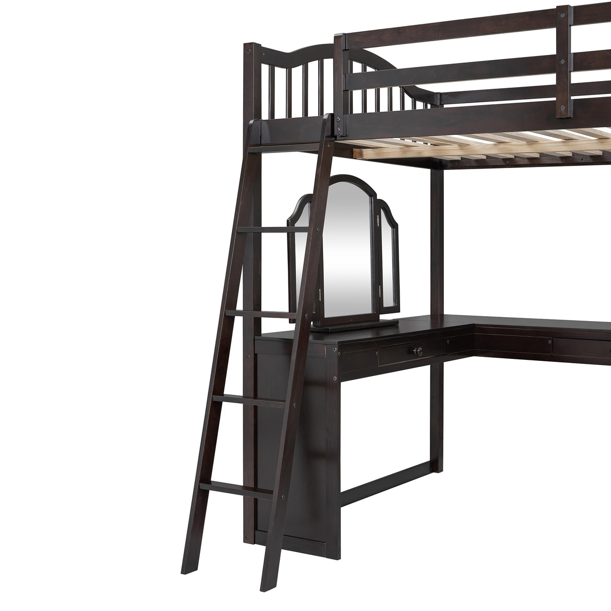 Harper & Bright Designs Full Size Loft Bed with Stairs, Solid Wood Full Loft Bed with 2 Four-Layer Storage Cabinets and Curtain, Full Storage Bed Frame for Kids Teens,White+Blue Harper & Bright Designs