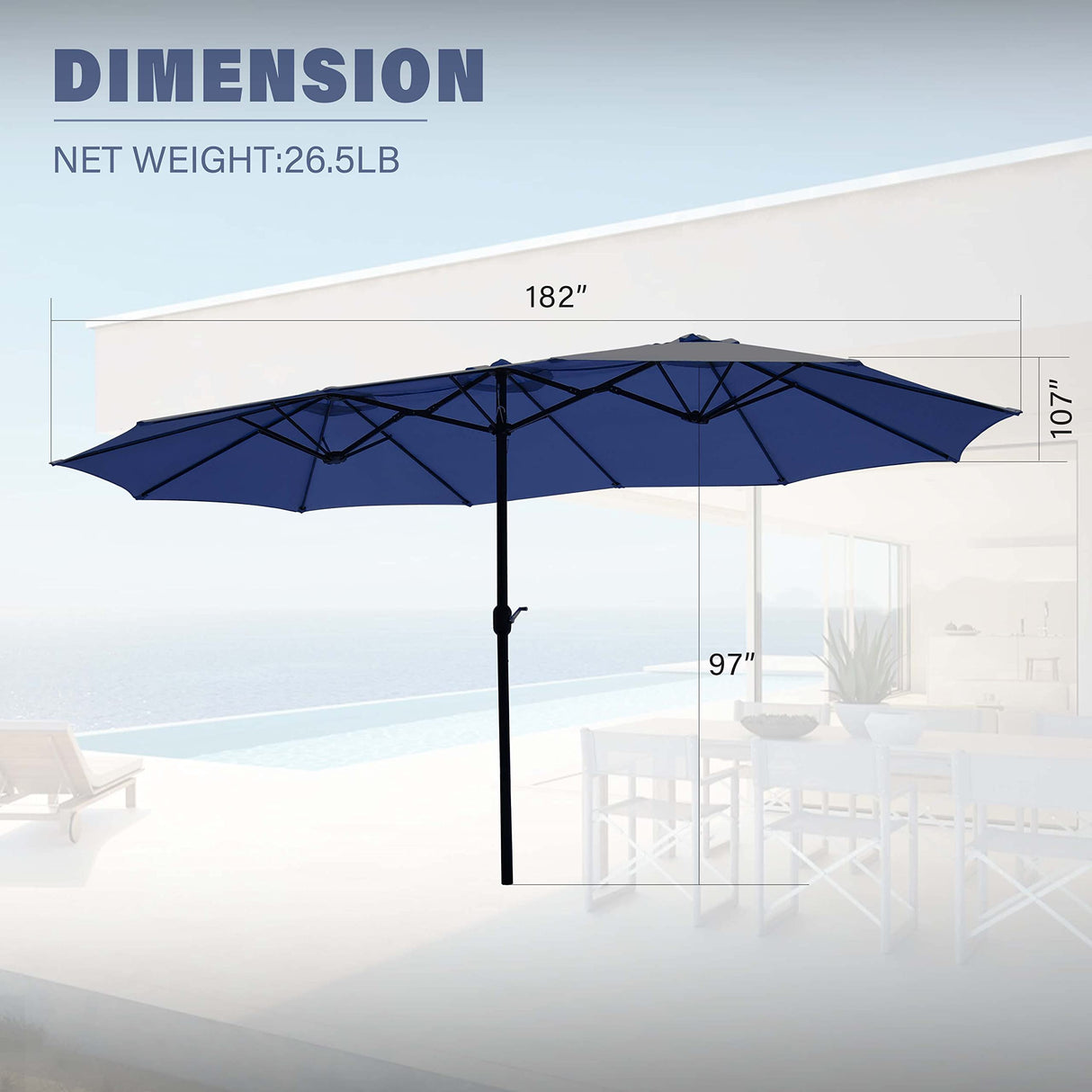 Cozy Daisy Patio Umbrella Without Base, 15 FT for Outdoor Patio, Deck Umbrellas Cozy Daisy