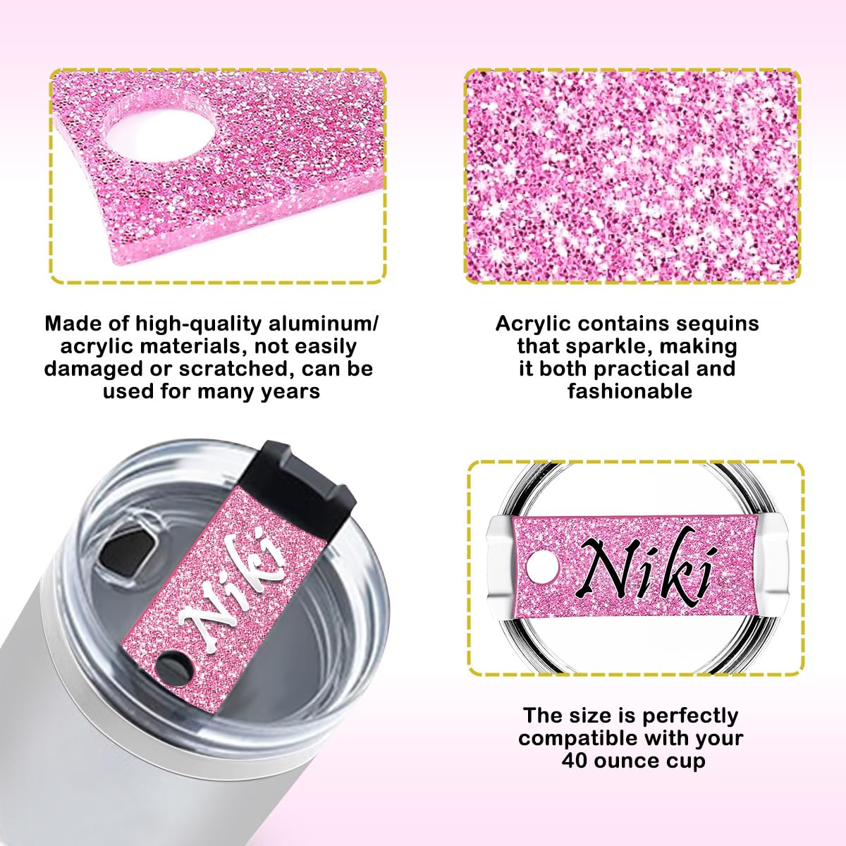 24 Pcs Sublimation Name Plate Blanks for Stanley 40oz Tumbler, Sublimation Blanks 3.2"x1.3" Personalized Name Tag for Customized Stanley Cup 12pcs Aluminum 12pcs Flashy Acrylic QINLECTRI