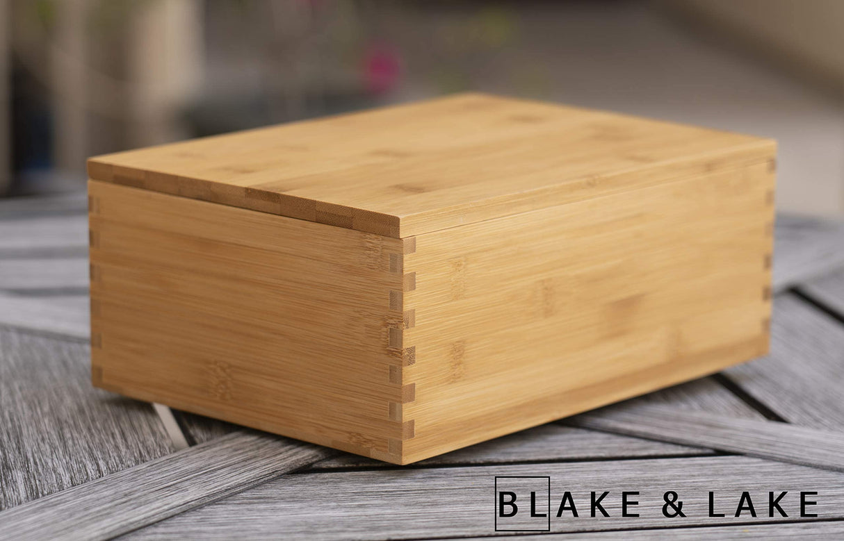 Blake & Lake Wooden Storage box with Lid - Large Wood Keepsake boxes - Gift Box with lids Store Photos Keepsakes Jewelry Colectibles Treasures - Dovetail Design (Natural) Blake & Lake
