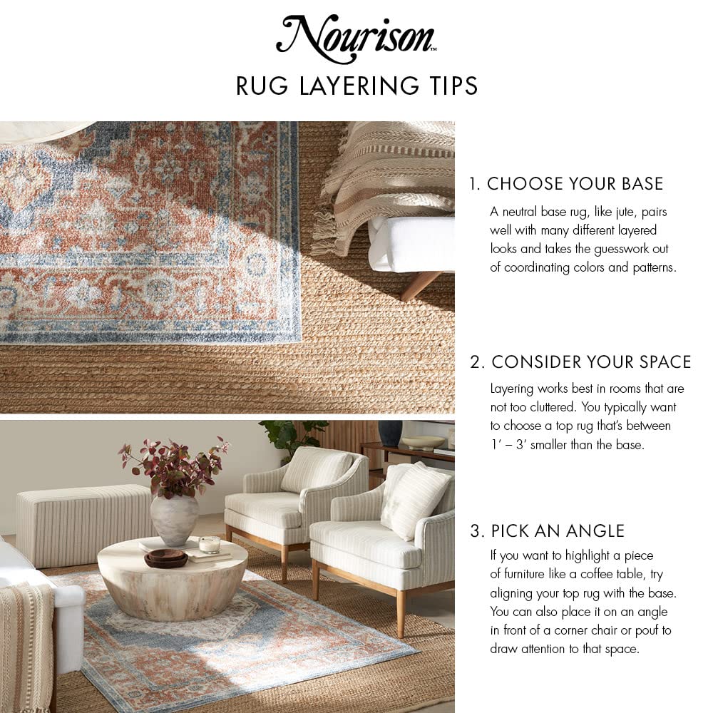 Nourison Home Positano Indoor/Outdoor Beige Ivory 8' x 10' Area Rug, Easy Cleaning, Non Shedding, Bed Room, Living Room, Dining Room, Backyard, Deck, Patio (8x10) Nourison