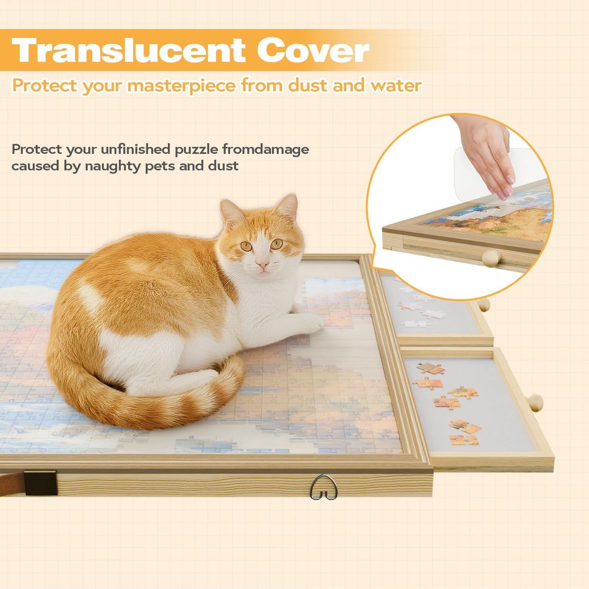 1500 Pcs Adjustable Jigsaw Puzzle Board with Drawers and Cover, 33.3"x24.3" Rotating Puzzle Table with Lazy Susan, Frame for Wall Art Display zoabhl