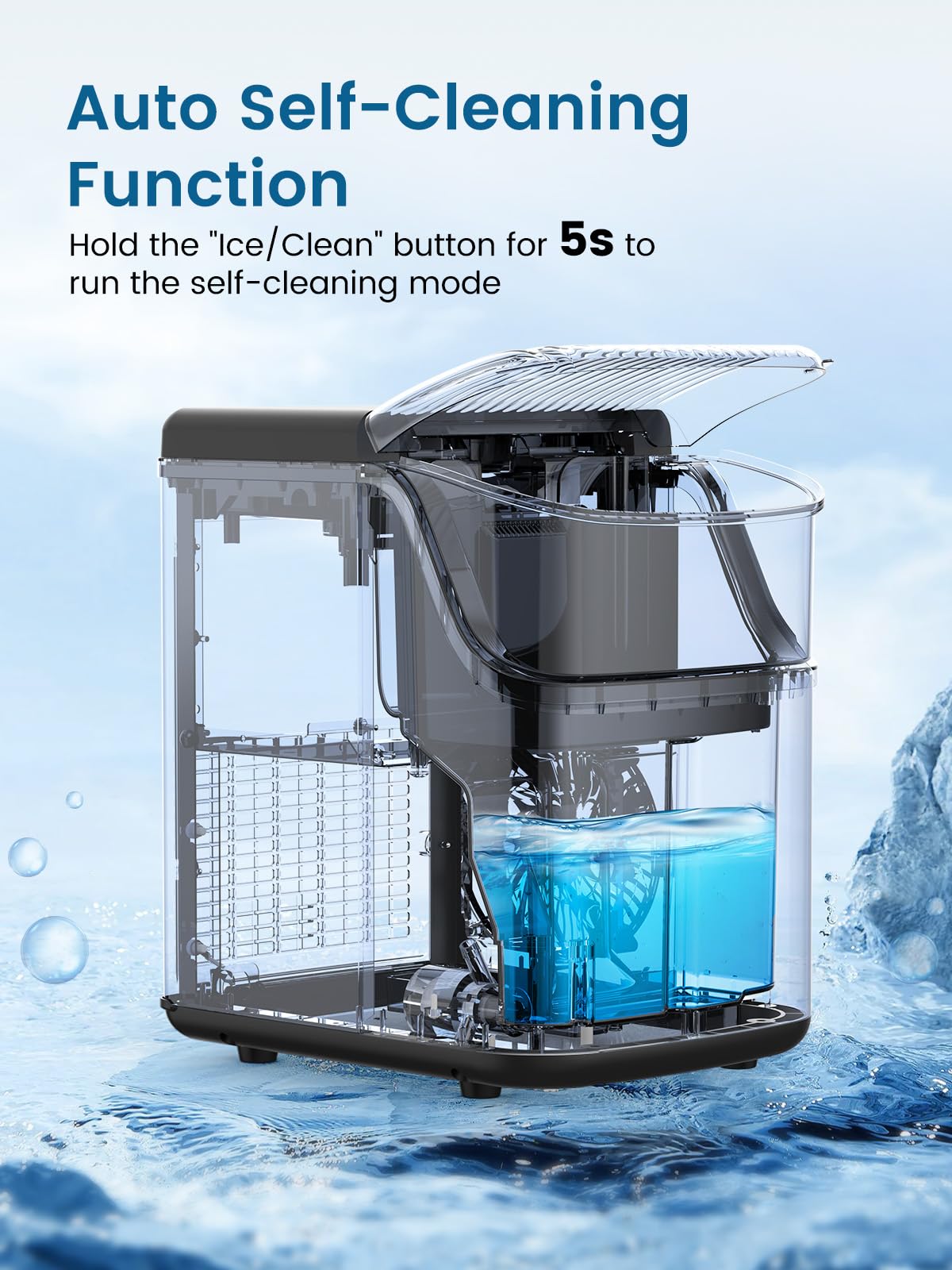 COWSAR Nugget Ice Makers Countertop, Soft Chewable Crushed Ice Maker Machine, Portable Pebble Ice Maker Countertop, 34Lbs/Day, Self-Cleaning, One-Button Operation Ice Machine for Home Kitchen Party COWSAR