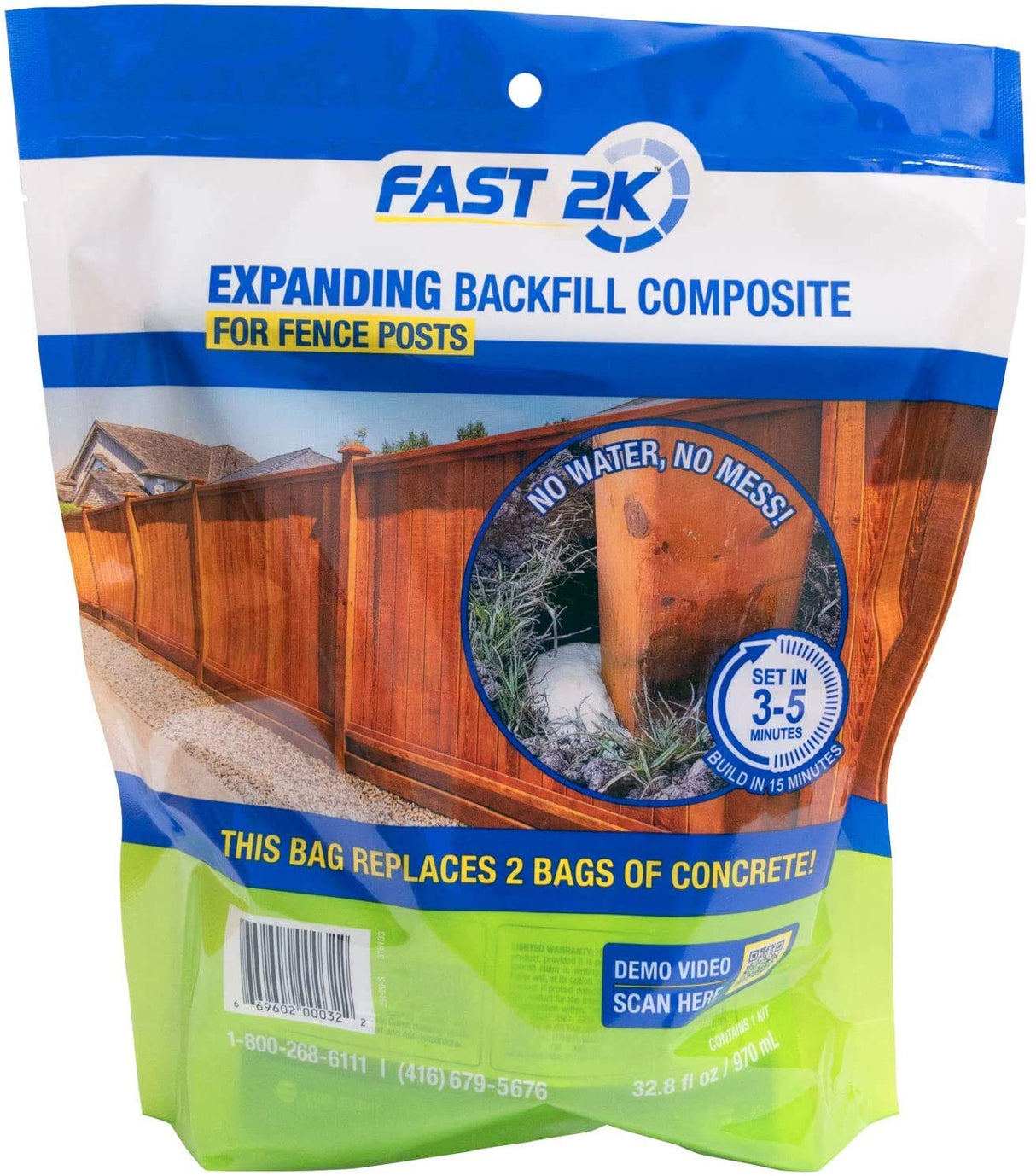 Fast 2K Fence Post Mix and Concrete Alternative and Replacement for Fence Post and Mail Post Installs. 32.8 oz Bag of Expanding Composite Footing Compound H.B. Fuller