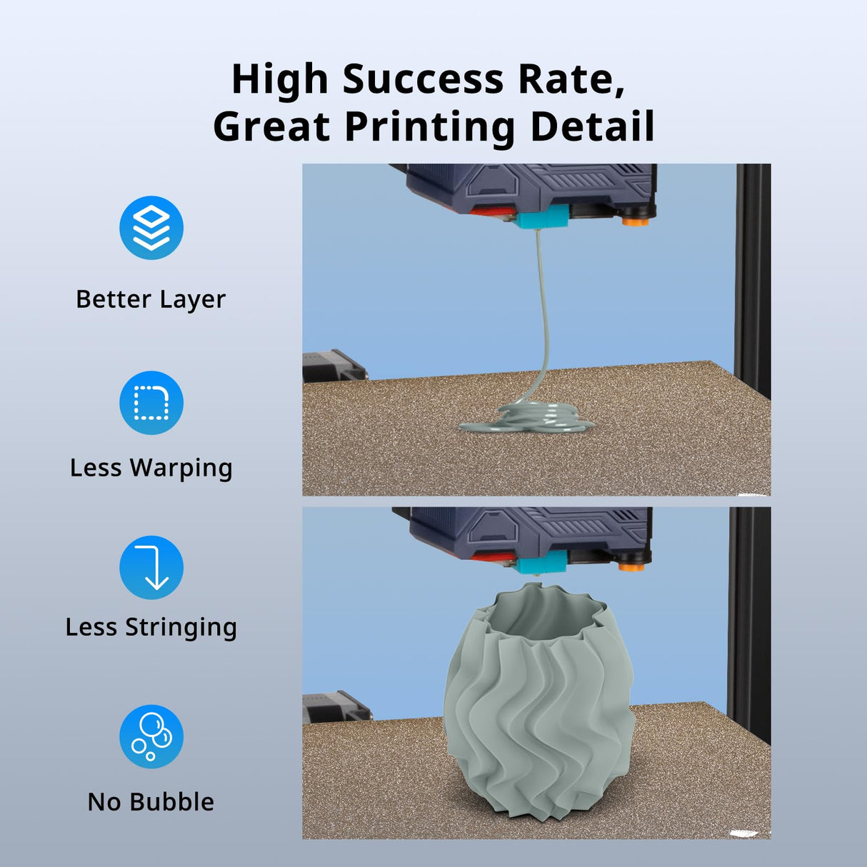 ANYCUBIC Matte PLA Filament 1.75mm, 3D Printing PLA Filament 1.75mm Dimensional Accuracy +/- 0.02mm, 1KG Spool (2.2 lbs), Matte Grey ANYCUBIC