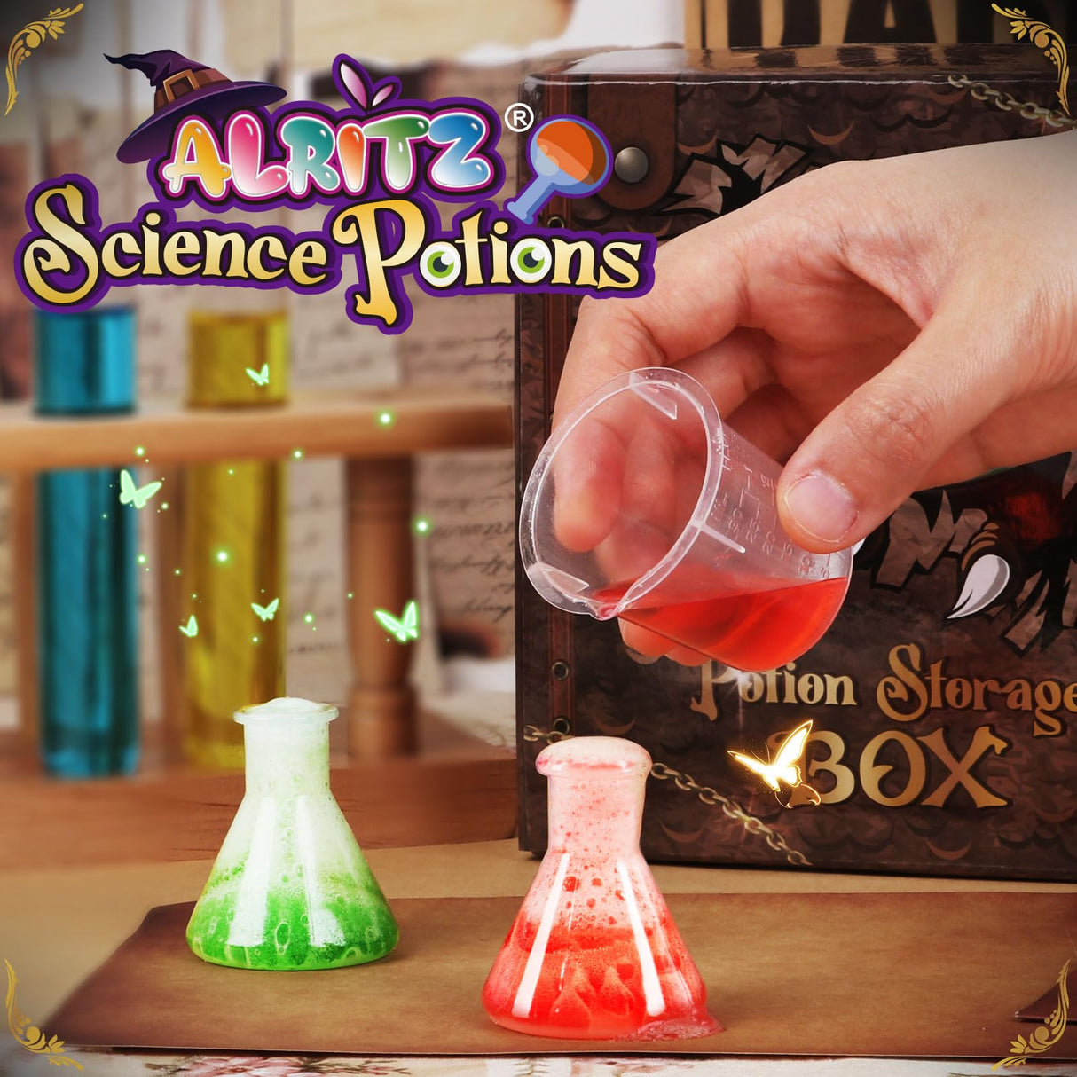 Alritz Science Potions Kit for Kids - 23 Magic Mix Potion Bottles, Witches Cauldron, Birthday Christmas Party Decorations Gifts Toys for Boys Girls 8 9 10 11+ Years Old Alritz