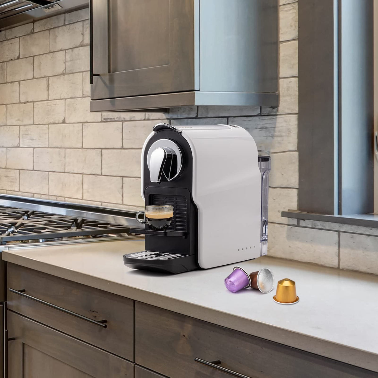 beanglass Espresso Pod Machine for Home, Compact Capsule Coffee Maker for NS Original Pods, 20 Bar High Pressure Pump, 22oz Removable Water Tank, Adjustable Cup Tray, 1350W beanglass