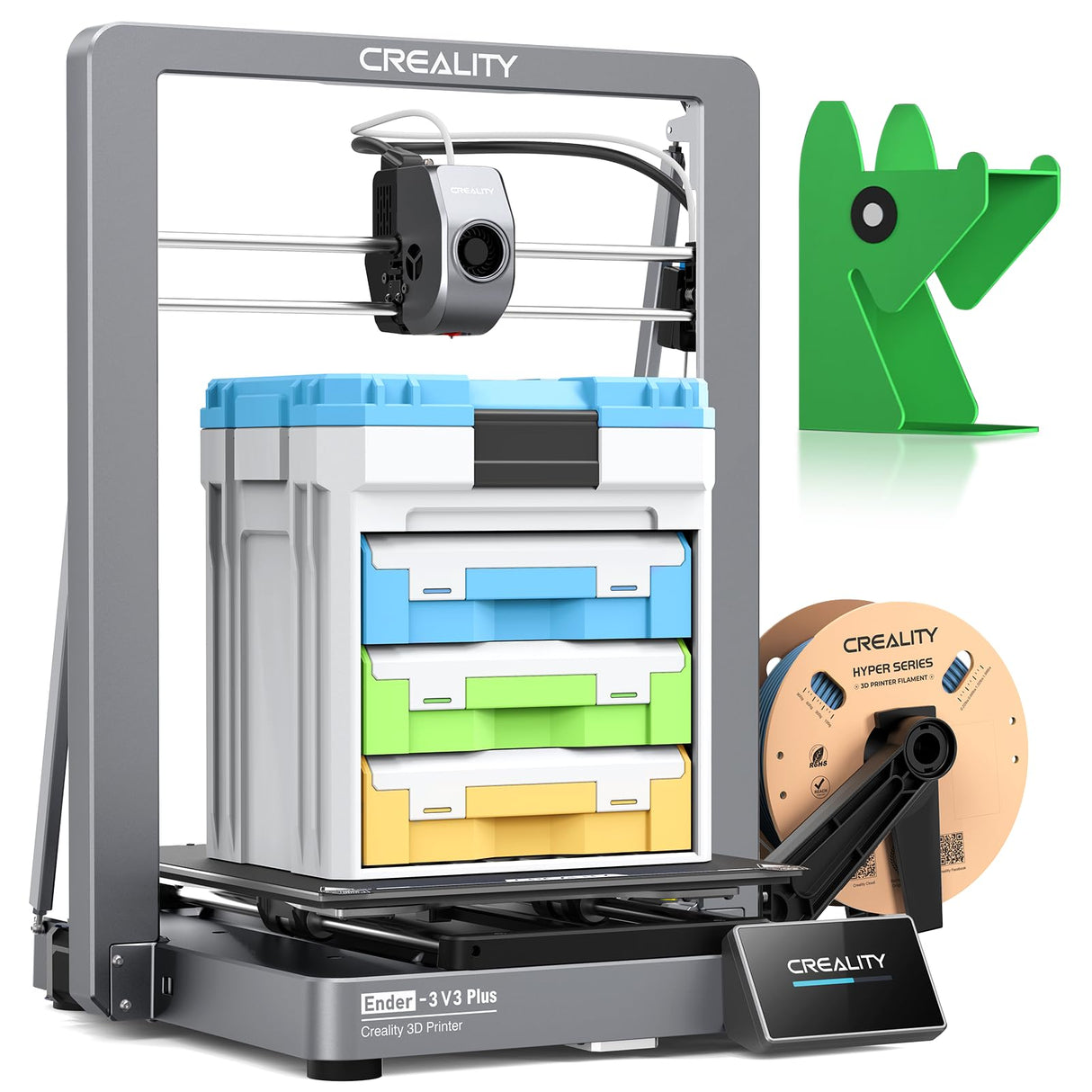 Creality Ender 3 V3 Plus 3D Printer, 600mm/s High Speed Printing with Core XZ, Y-axis Dual Motors & Support Rods,Auto Leveling Direct Extruder 60W 300℃ Hotend,Plus Print Size 300 * 300 * 330mm Creality