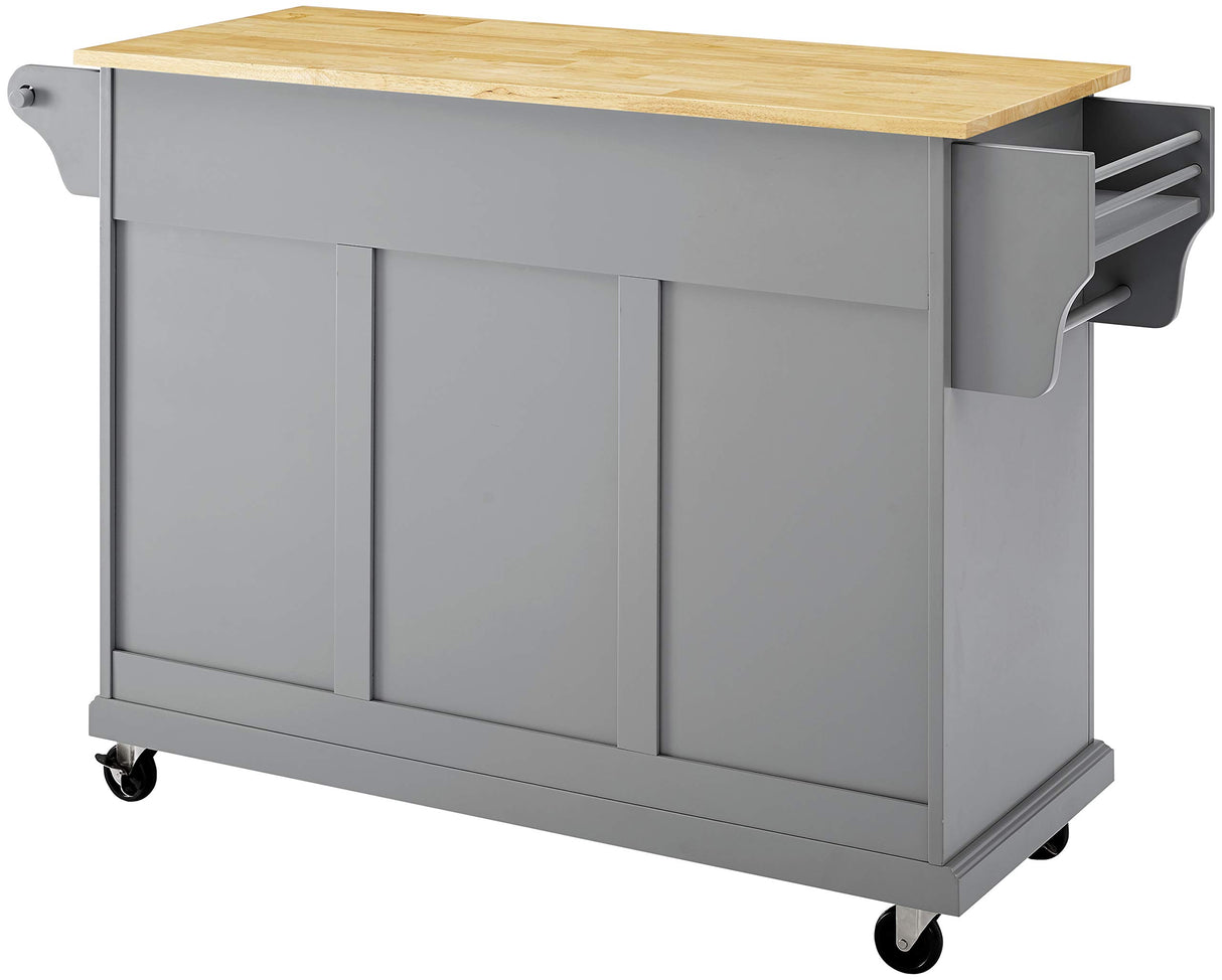 Crosley Furniture Full Size Wood Top Rolling Kitchen Island Storage Cart, Microwave Stand, Spice Rack, Gray Crosley Furniture